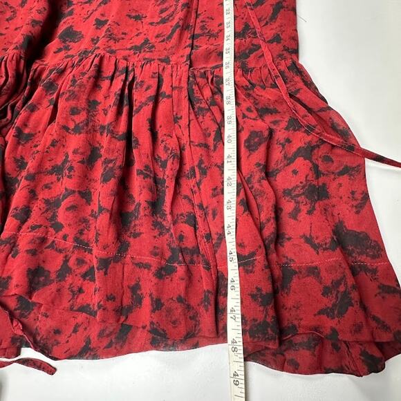 Ganni Dress Womens 42 US Large Red Wrap Midi Georgette Party Career Whimsigoth - Picture 13 of 15